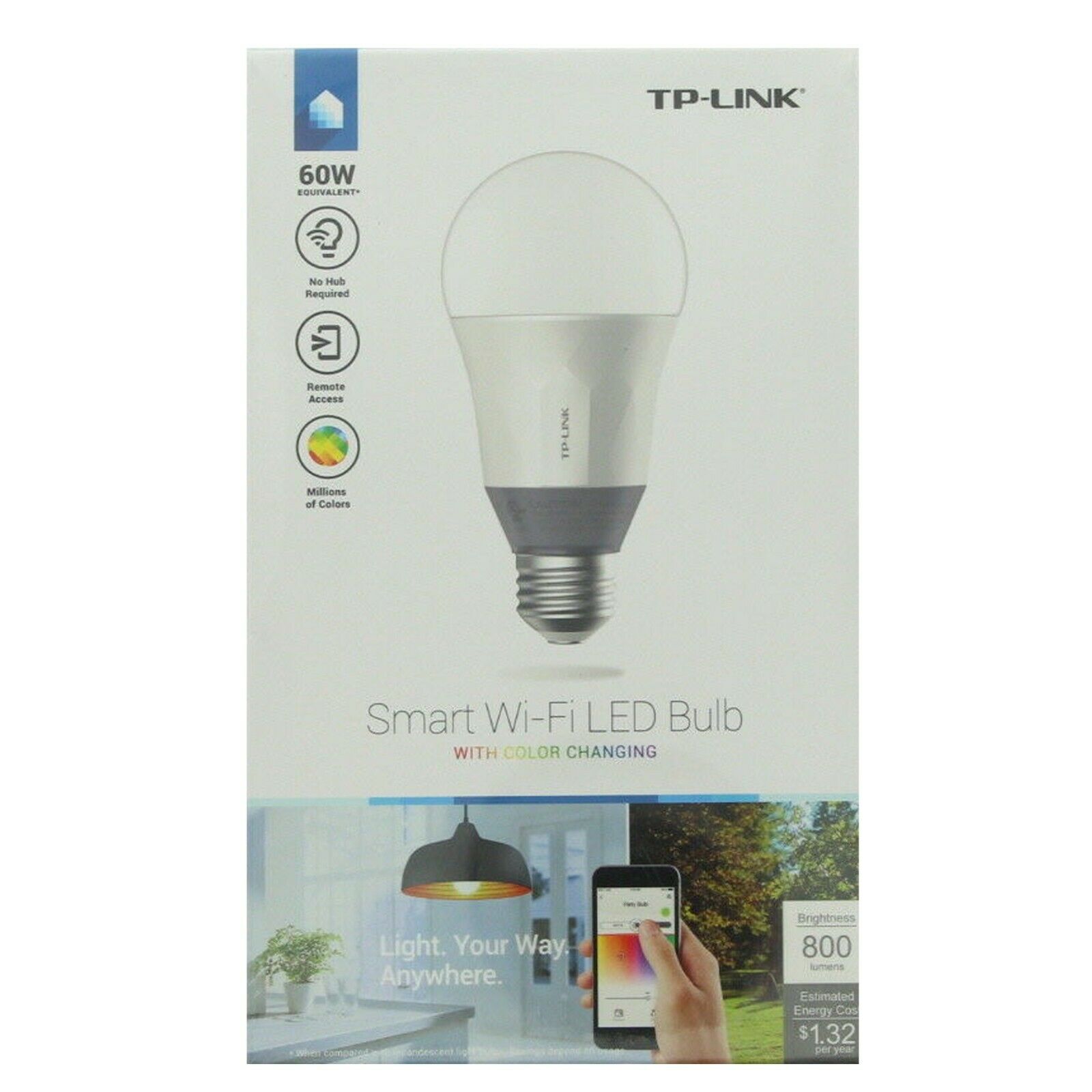 Tp-link Smart Light Bulb Wi-fi Led A19 Lb130 Dimmable Color Change, Alexa Google