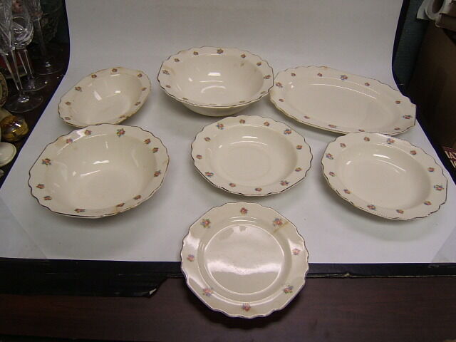 W. S. George Lido "priscilla" Lot Of 7 Pieces Platter Bowls Vintage China Floral