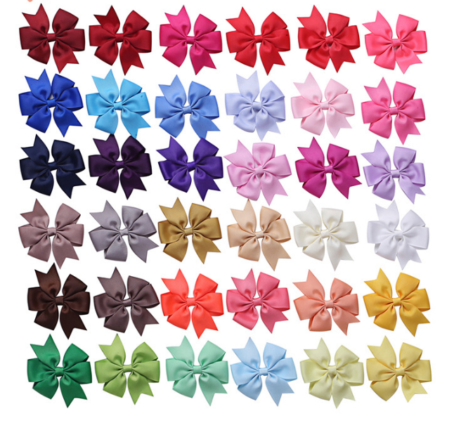 20pcs/set Hair Bows With Clip 3 Inch Grosgrain Ribbon Hairpins For Kids Girl