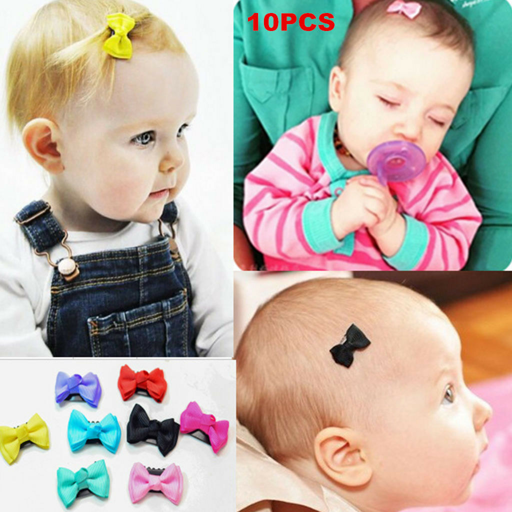 10pcs Kids Baby Girl's Bow Ribbon Hair Bow Mini Latch Clips Hair Clip Hairpins