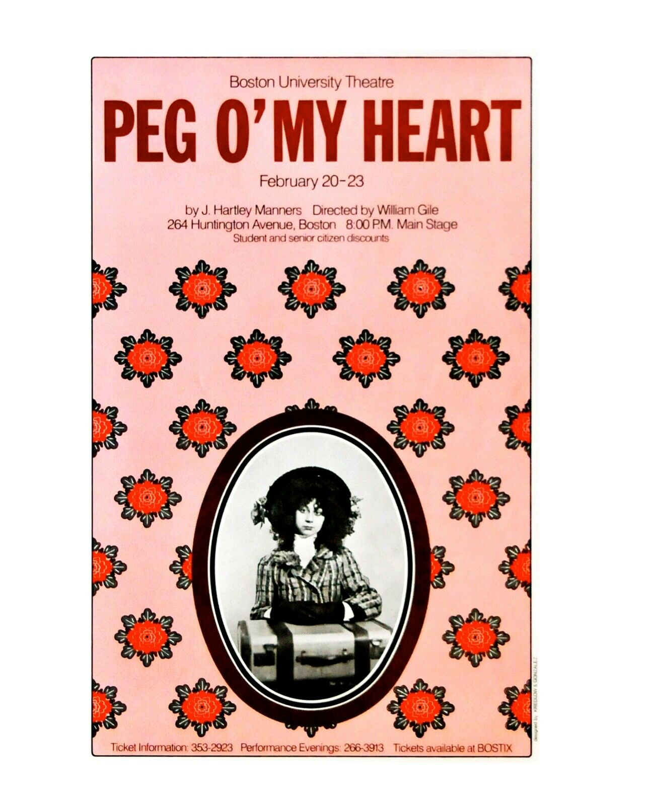 Vintage Bu Theatre Memorabilia Poster “peg O’my Heart” 1980s