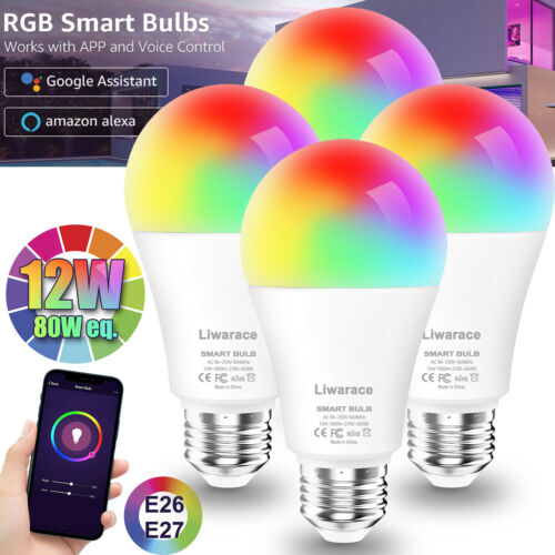 Wifi Smart Led Light Bulb 12w(80w) A19 E26 Rgbw Dimmable For Alexa/google/siri