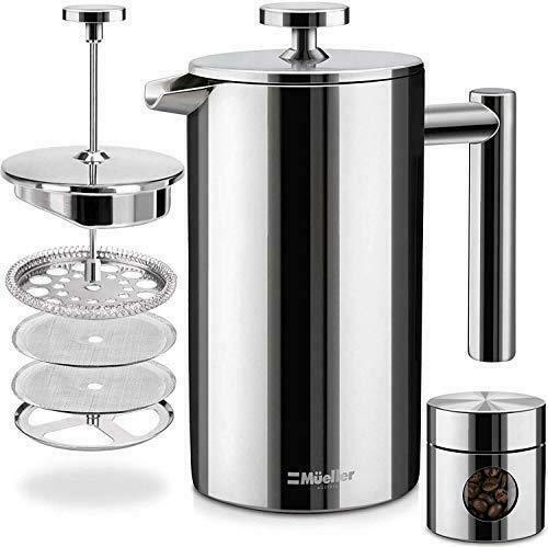 Mueller French Press Double Insulated Premium 304 Stainless Steel Coffee Maker