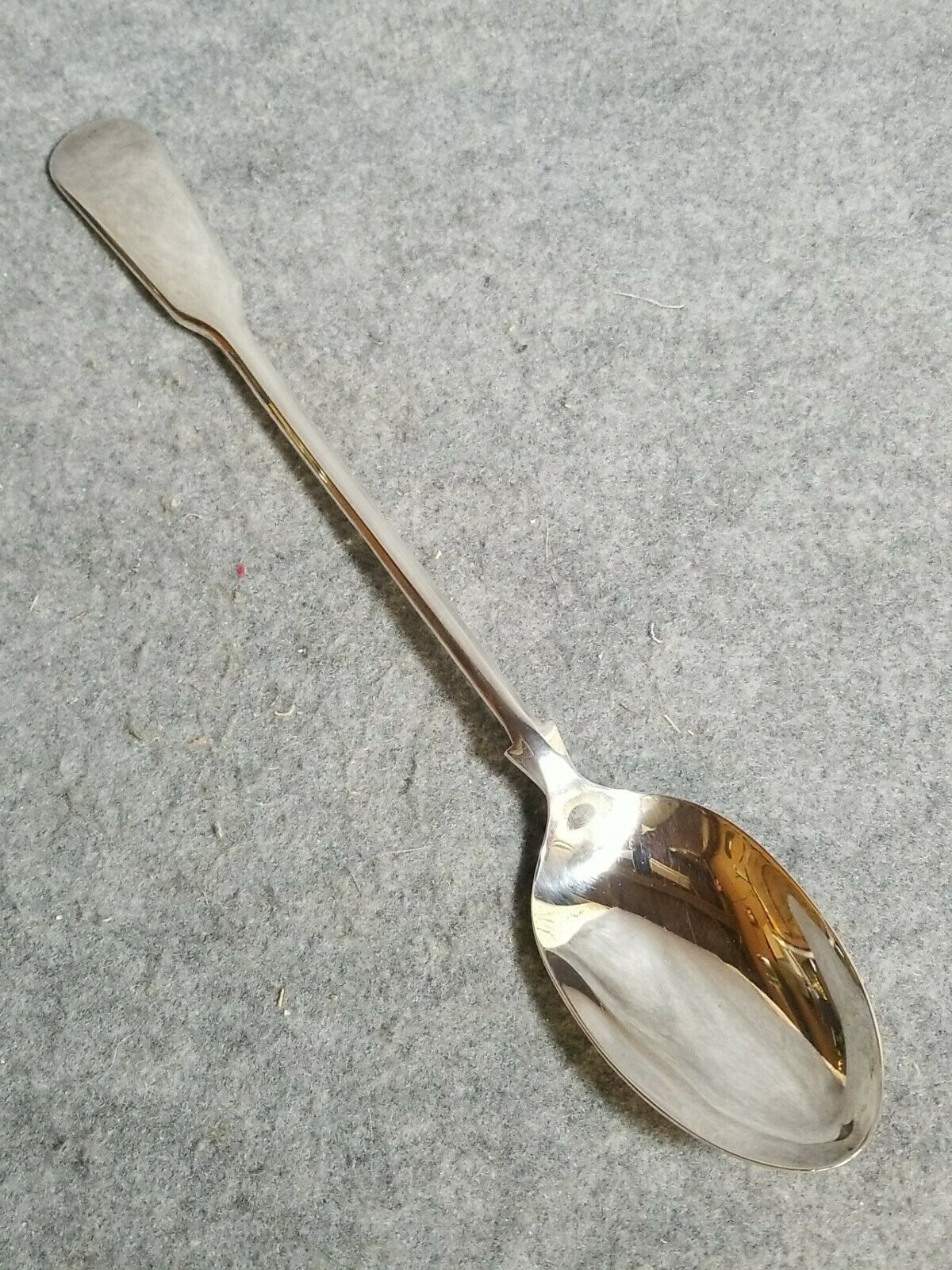 Silverplate Fiddle Pattern Stuffing Spoon, 13 1/4" England