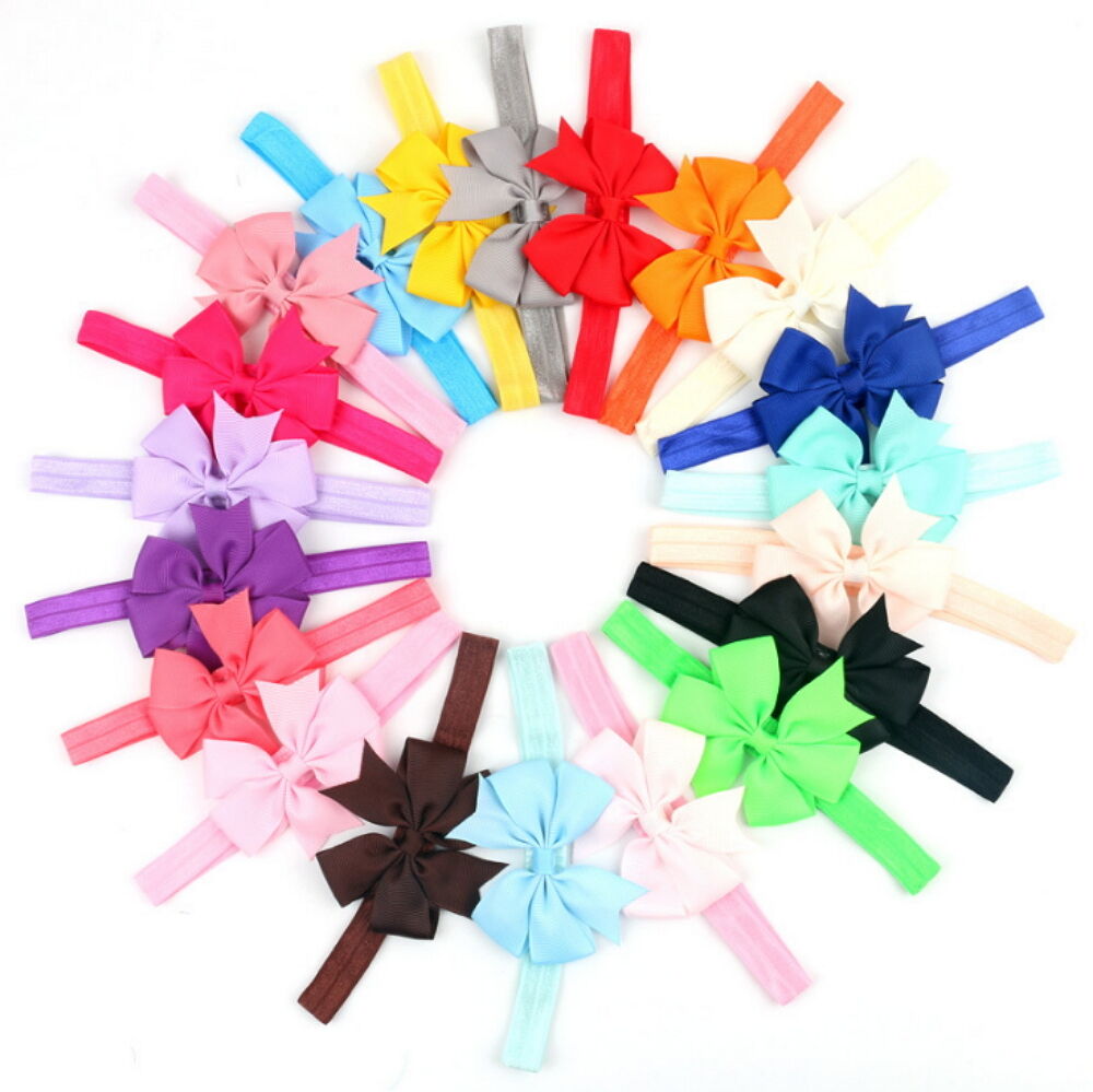 20pcs Colors Newborn Baby Girl Headband Infant Toddler Bow Hair Band Accessories