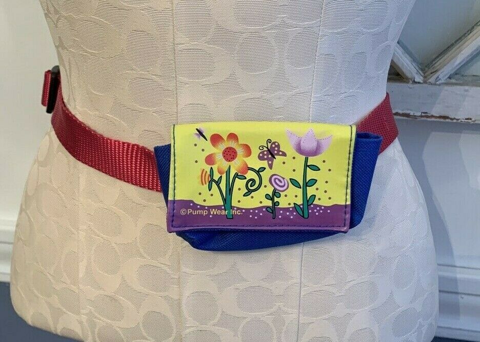 Adjustable To 34" Pump Wear Fanny Pack Belt For Insulin Pump Blue Pink Floral