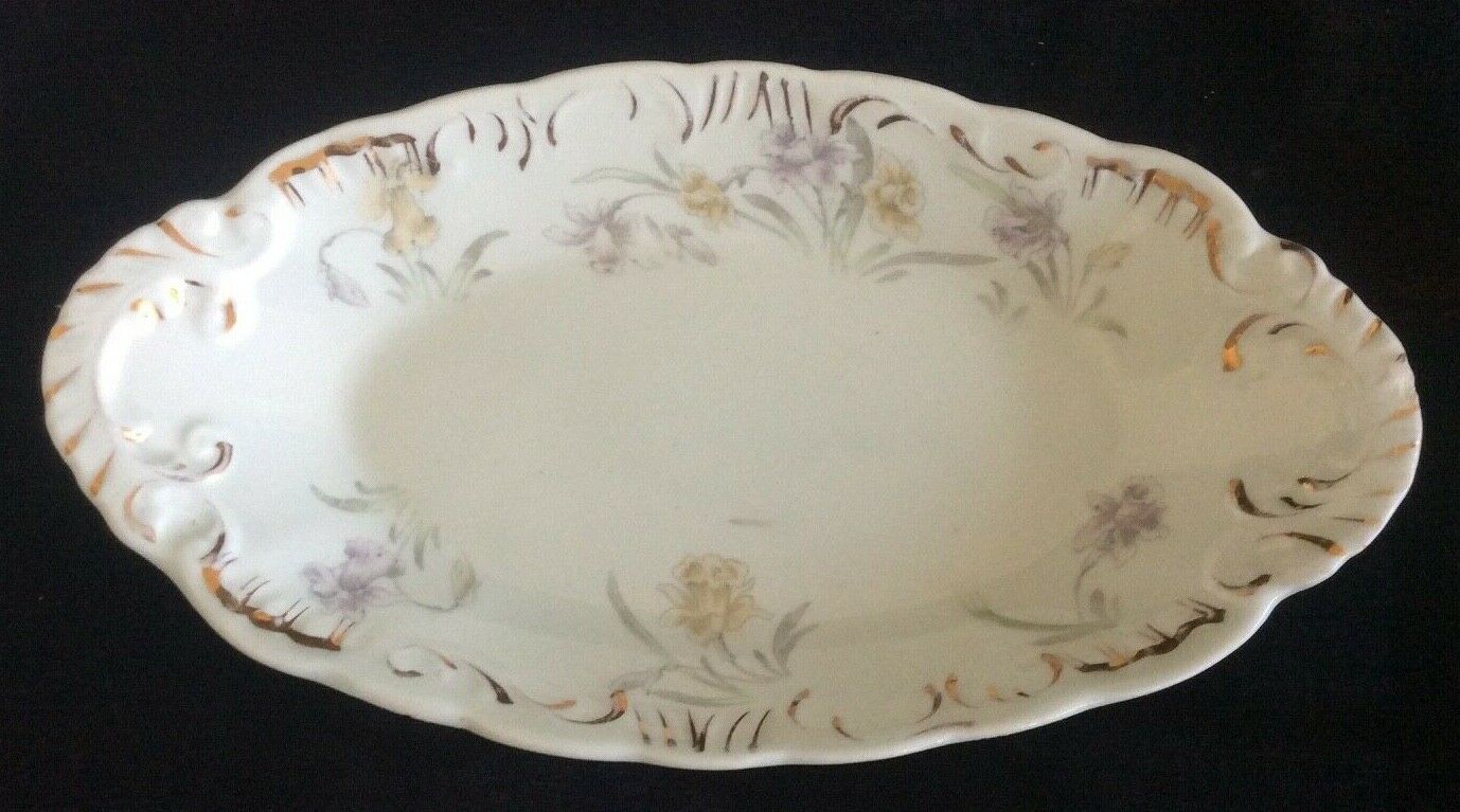 Antique Henry Alcock & Co Small Oval Plate 8.5"x 4.5" Floral