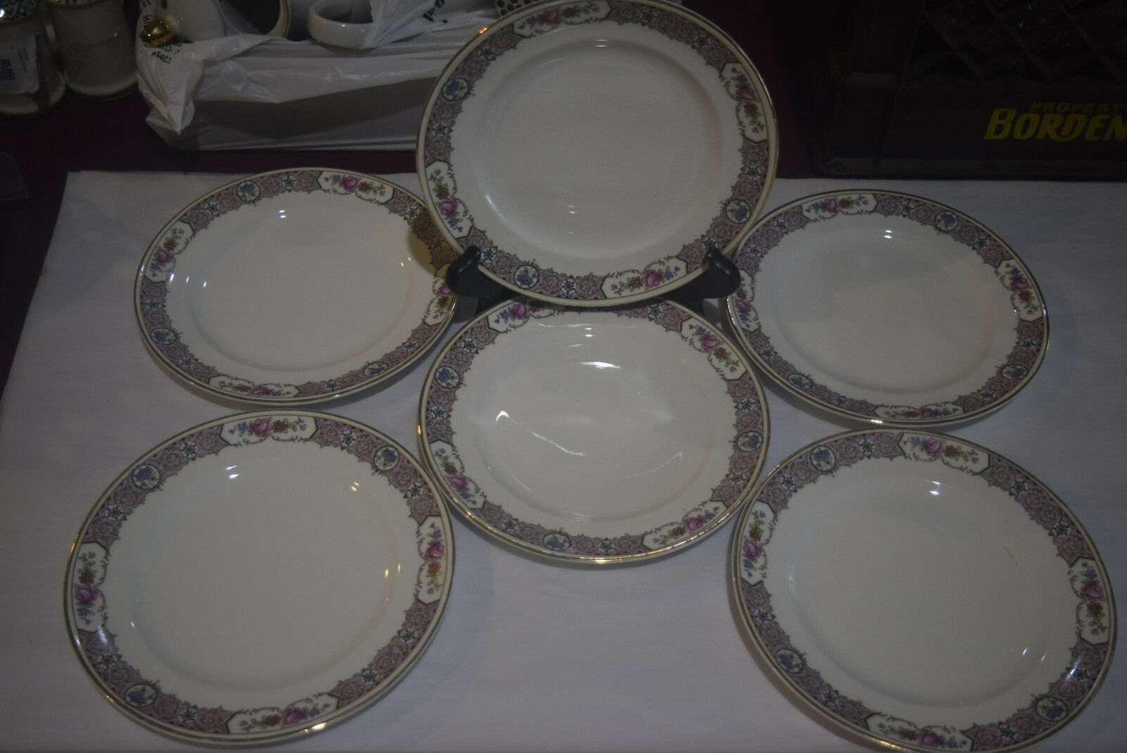Six Bread And Butter Plates - W. S. George Derwood - Gold Trimmed