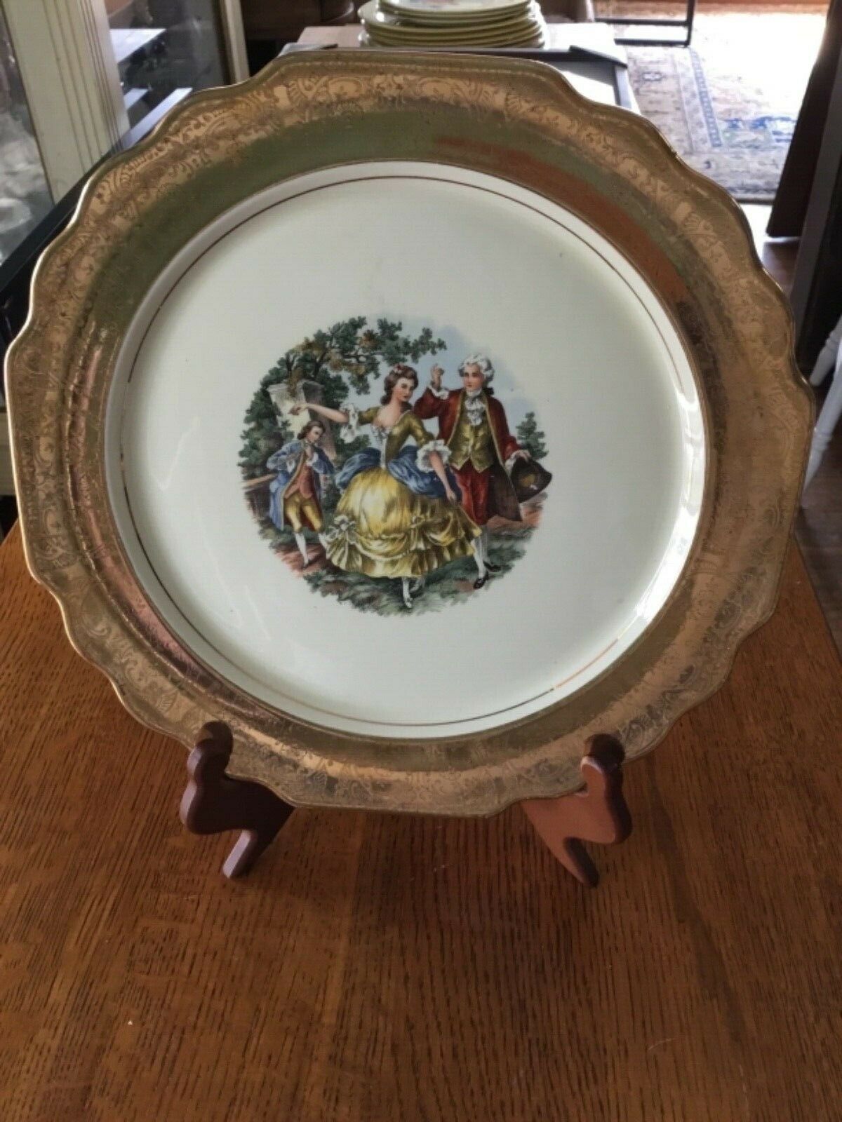 Dorlexa China W.s. George Canary Tone Hand Painted Colonial Plate 22k Gold 10.5"