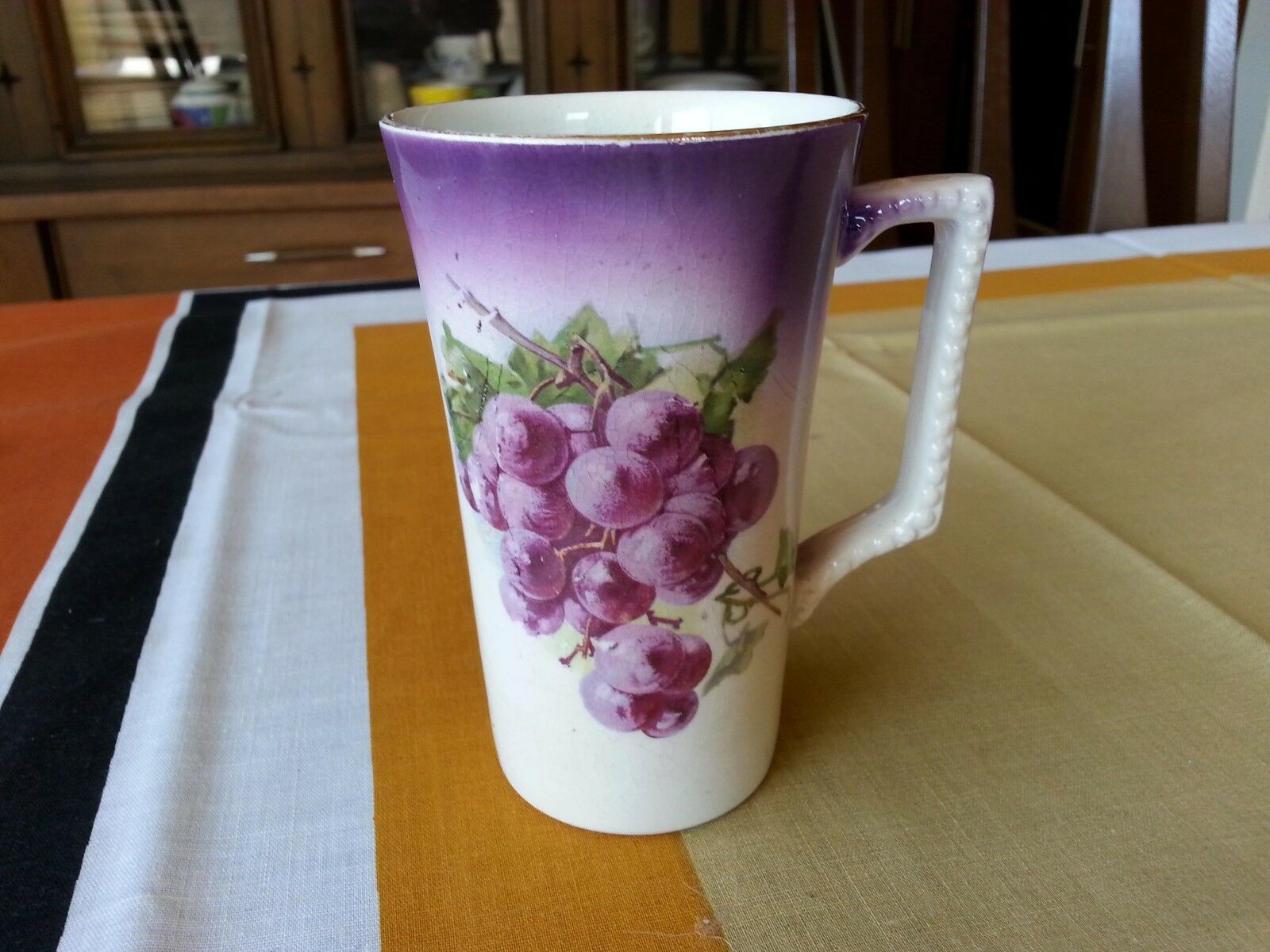 Antique  Dresden China Potters Cooperative Ohio Grape Coffee Mug Cup Tea  1900