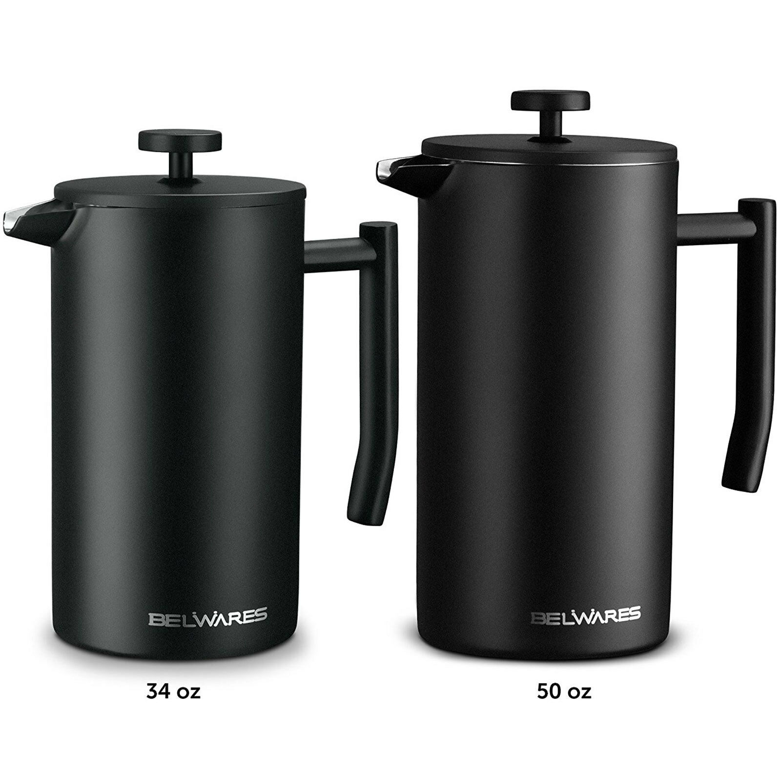 Belwares Stainless Steel Large French Press Coffee Maker With Extra Filters