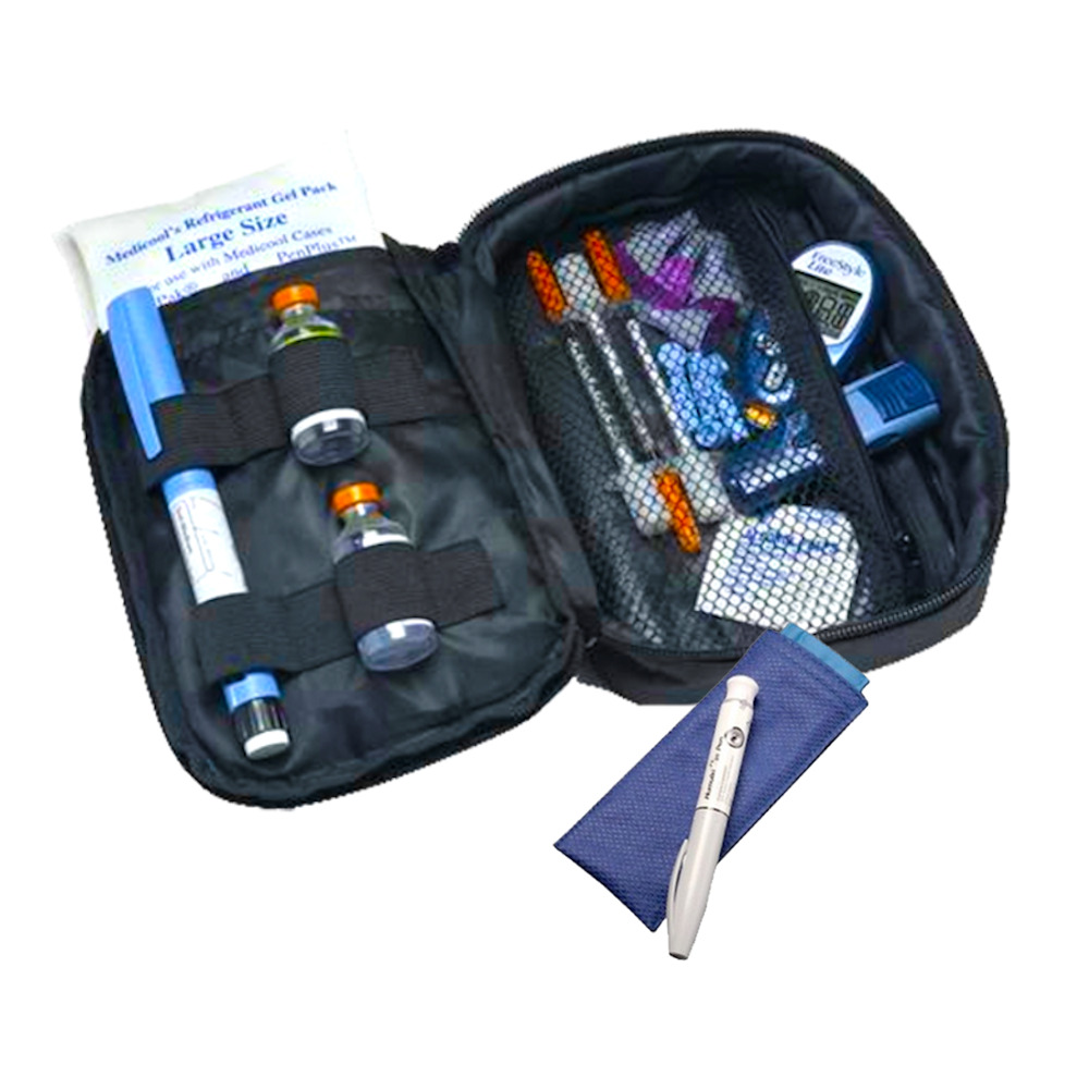 Medicool Daily Diabetic Organizer+poucho Single Pen Bundle Carrying Cooling Wall